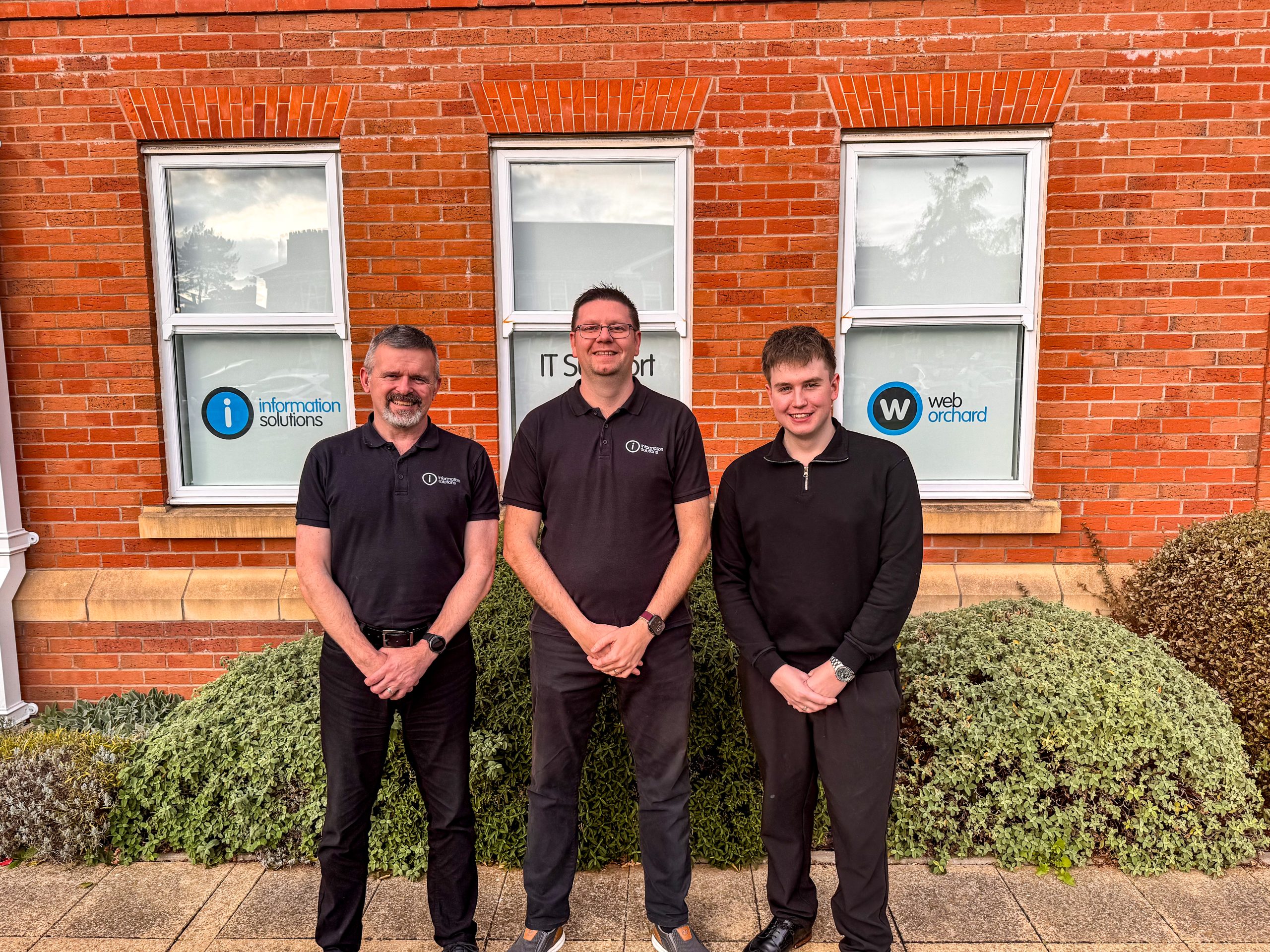 Information Solutions new IT Technicians - Paul Warren and Elliot Kelly with Director Peter White
